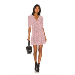 Allsaints Kota Scatter Mini Button Down Tea Dress‎ Red White Size Small